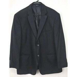 Angelo Rossi Mens Black Pinstripe Suit Jacket Blazer Sz 46S Performance Stretch